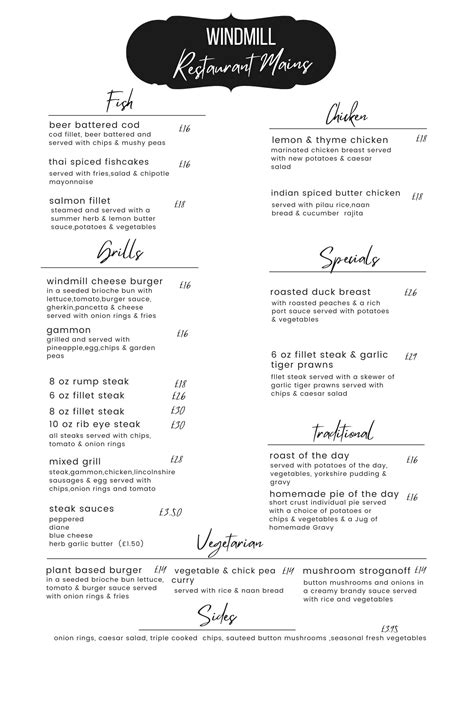 the windmill swindon menu|Online Menu of The Windmill Restaurant, Swindon, United .